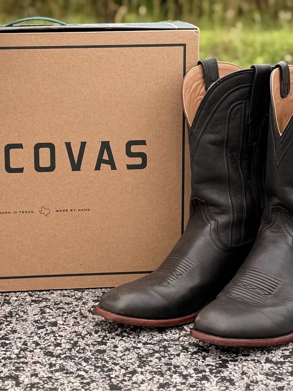 Tecovas- The Jacksons- Midnight Goat Black Leather Western Boots - Picture 2 of 7